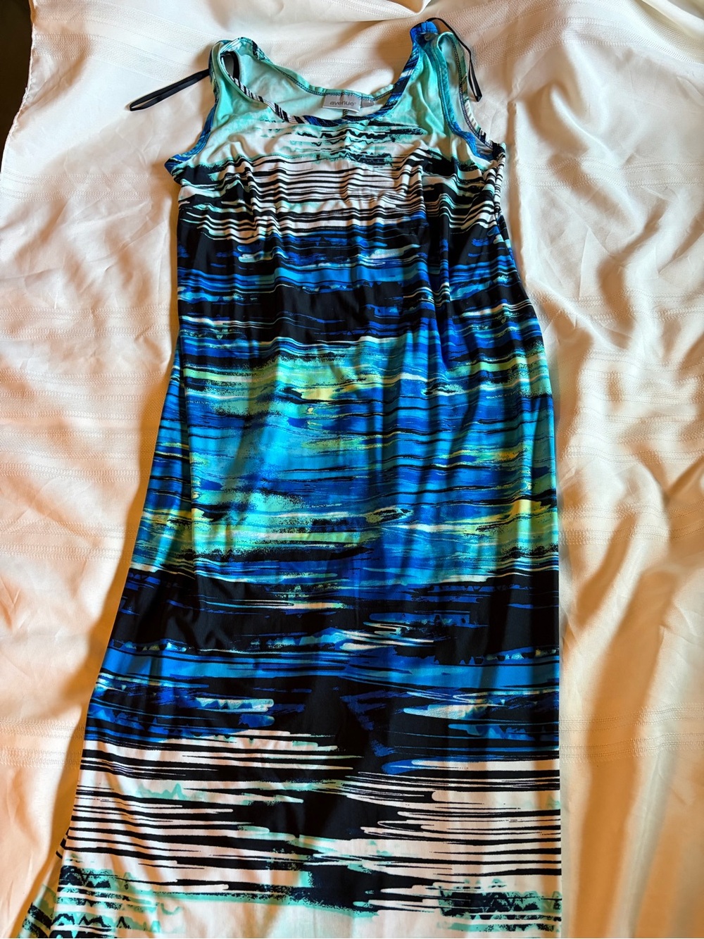 Avenue Blue & Aqua Striped Maxi Dress